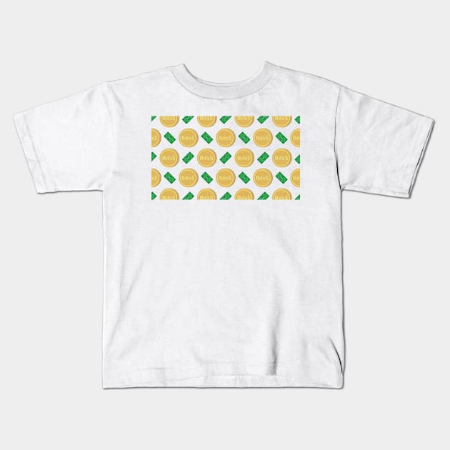 Barbados’s Barbadian dollar Bsd$ code BBD banknote and coin pattern wallpaper Kids T-Shirt by FOGSJ